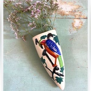 2 Vintage Handpainted Ceramic Wall Pocket (Japan)